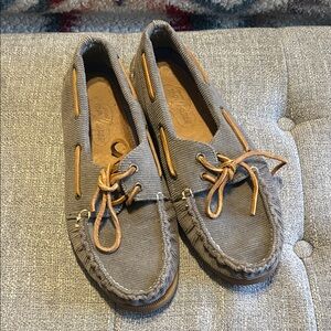 Sperry Gray Corduroy Boat Shoes Top Siders Men’s